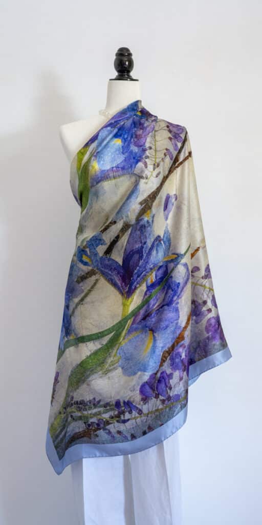 Blue Iris with Wisteria