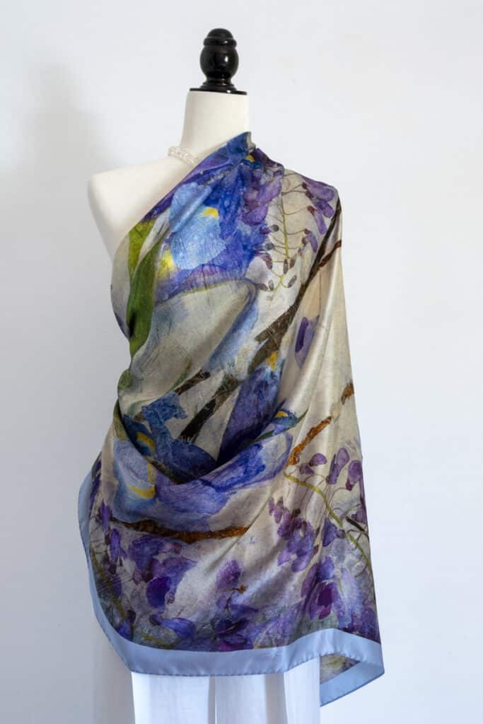 Blue Iris with Wisteria
